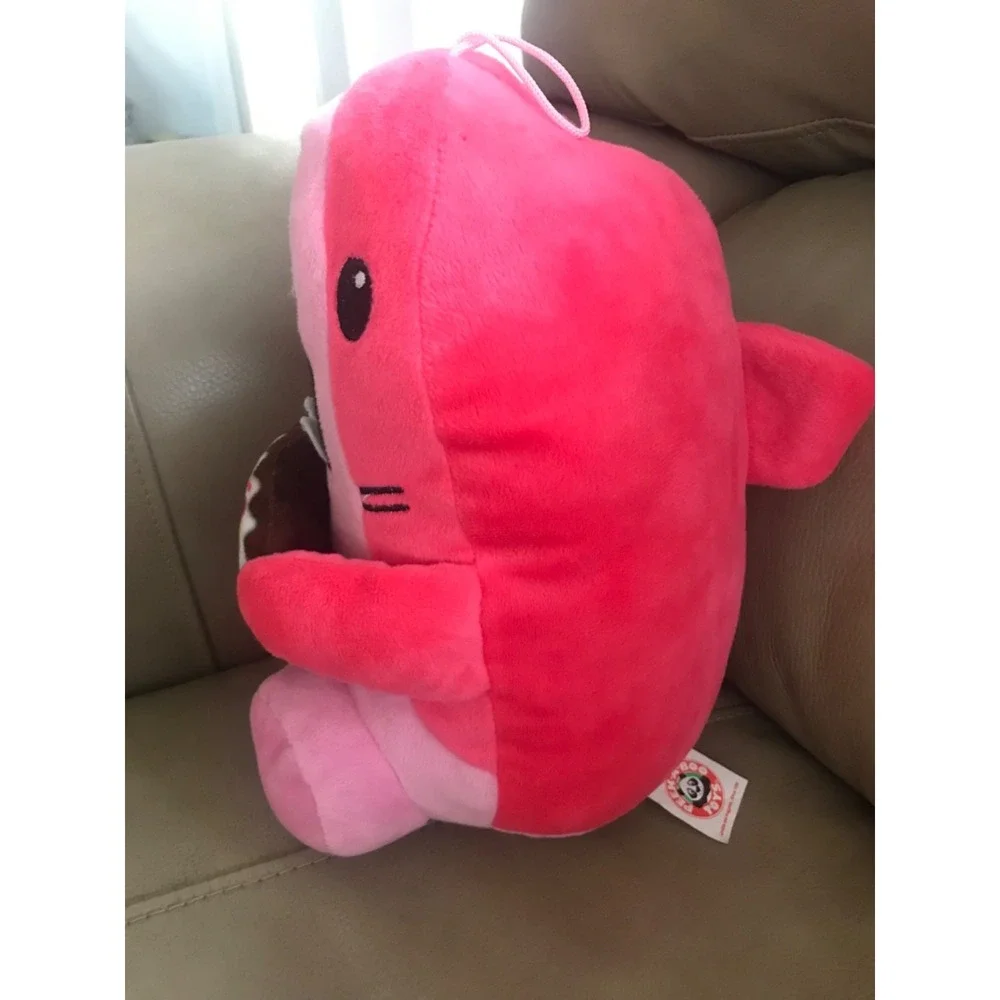 Scooby The Shark Eating Donut Toy Stuffed Animal LARGE Pink‎ Pillow Plush 10